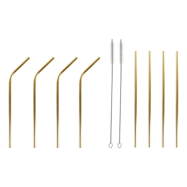 Trinkhalm wiederverwendbar DKD Home Decor Edelstahl (10 pcs)