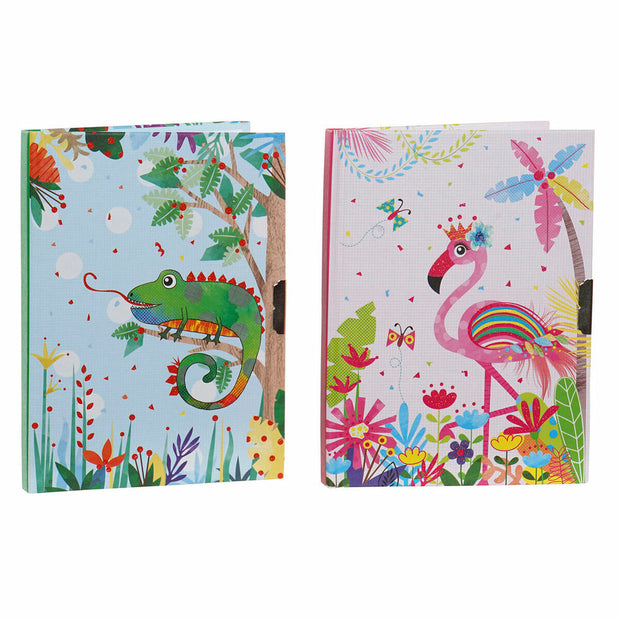 Diary with accessories DKD Home Decor Blue Pink (13.5 x 1 x 18 cm) (23 x 5.4 x 18.5 cm)