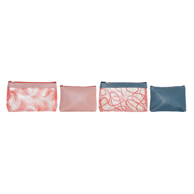 Kulturbeutel DKD Home Decor Blau Rosa Tropical (25 x 4 x 17 cm) (2 Stück)