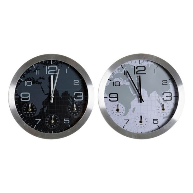 Wall Clock DKD Home Decor World Map (2 pcs)