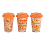 Henkelbecher DKD Home Decor Orange Silikon Porzellan (400 ml) (3 pcs)