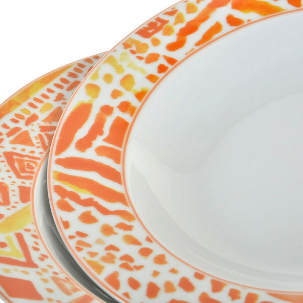 Suppenteller DKD Home Decor Orange Porzellan (2 pcs) (21.5 x 3.5 x 3.5 cm)