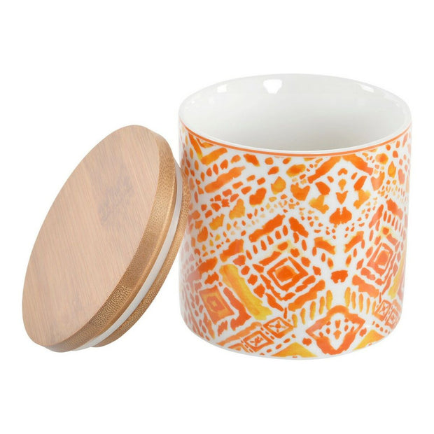 Gefäß DKD Home Decor ‎S3014770 Porzellan Orange (9,8 x 9,8 x 10 cm) (2 Stück)