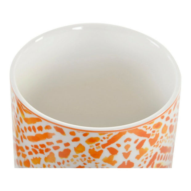 Gefäß DKD Home Decor ‎S3014770 Porzellan Orange (9,8 x 9,8 x 10 cm) (2 Stück)