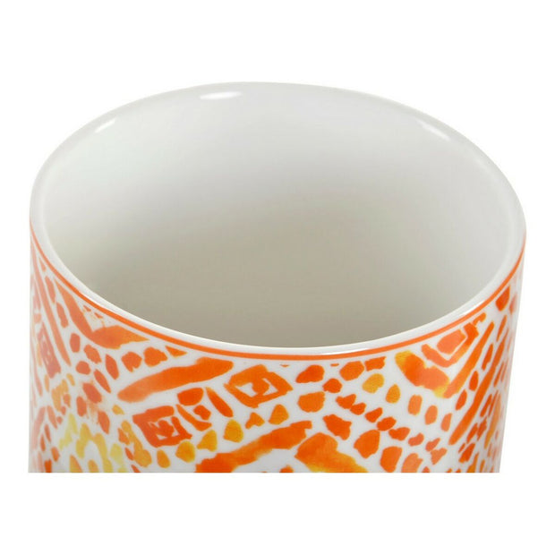 Gefäß DKD Home Decor ‎S3014771 Porzellan Orange (9,8 x 9,8 x 15,5 cm) (2 Stück)