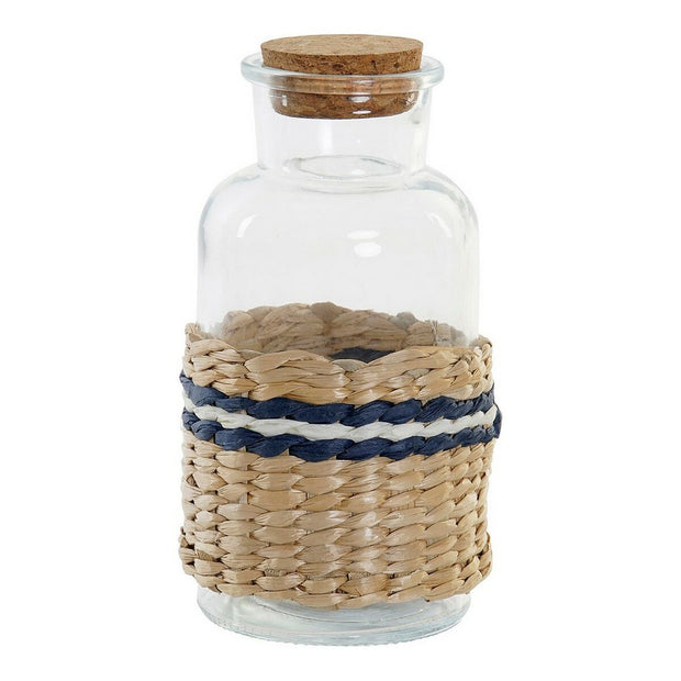 Glasbehälter DKD Home Decor Durchsichtig Kork Rattan (550 ml)