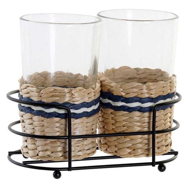 Gläserset DKD Home Decor Metall Kristall Rattan (2 pcs) (330 ml)
