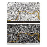 Untersetzer DKD Home Decor London Weiß Schwarz Polypropylen (PP) (2 pcs) (43.5 x 28.5 x 28.5 cm)