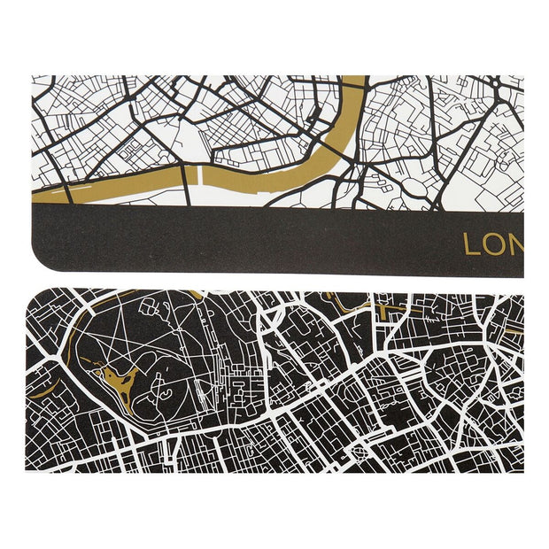 Untersetzer DKD Home Decor London Weiß Schwarz Polypropylen (PP) (2 pcs) (43.5 x 28.5 x 28.5 cm)