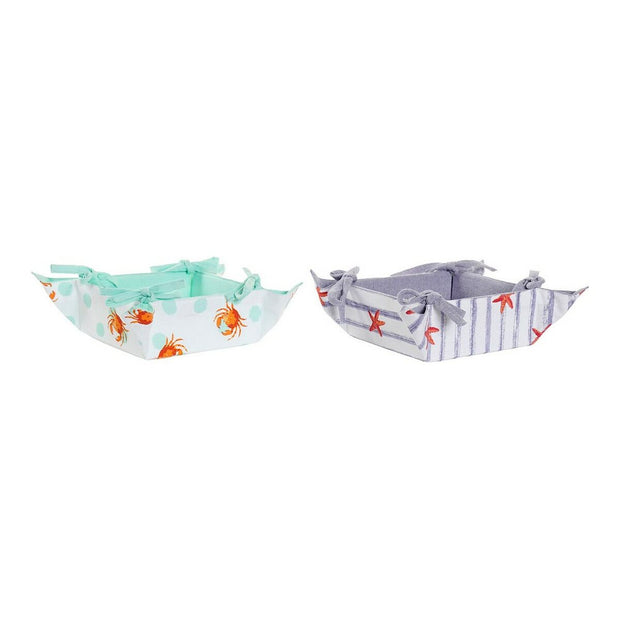 Korb DKD Home Decor Summer Blau grün Baumwolle (2 pcs)