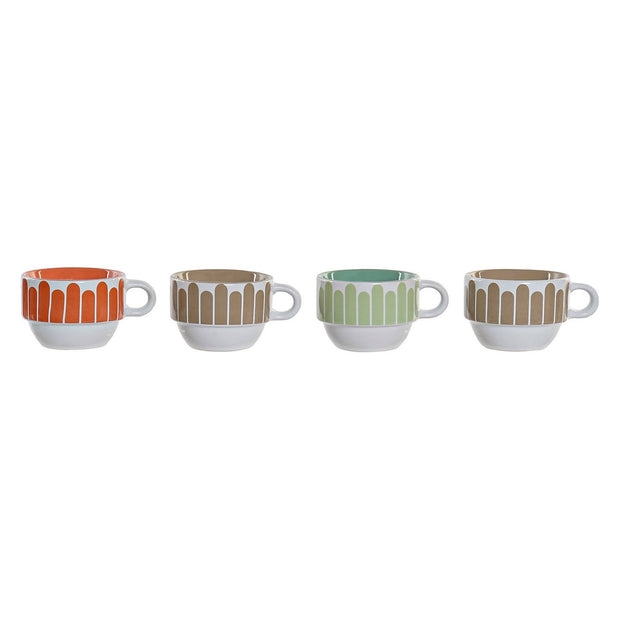 Satz von Kaffeetassen DKD Home Decor Metall Steingut (4 pcs)