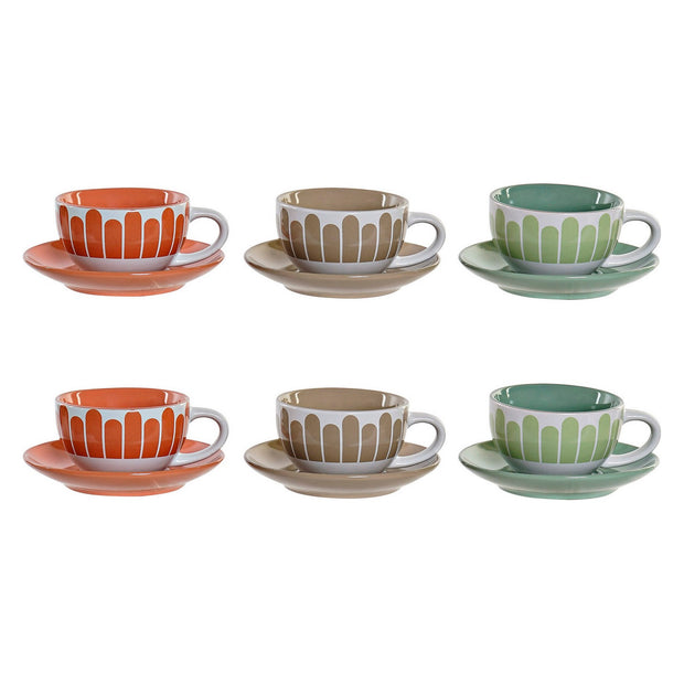 Satz von Kaffeetassen DKD Home Decor Metall Steingut (160 ml) (6 pcs)