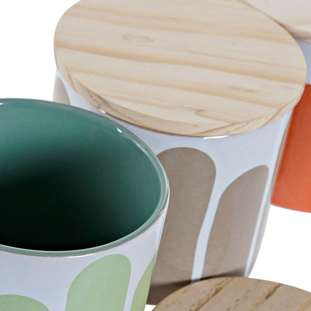 Zuckerdose DKD Home Decor Bambus Steingut (3 pcs)