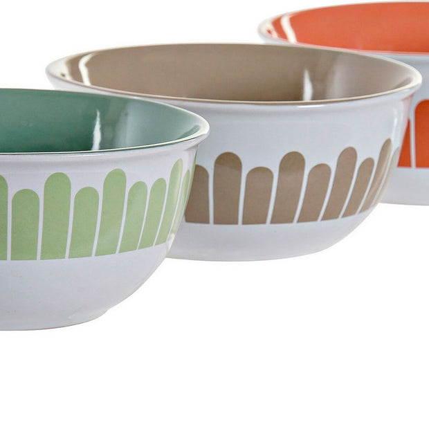 Schüssel DKD Home Decor Steingut (3 pcs) (540 ml) (13.8 x 13.8 x 6.5 cm)