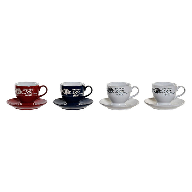Satz von Kaffeetassen DKD Home Decor Metall Steingut (4 pcs)