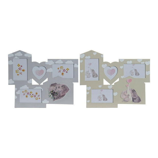 Photo frame DKD Home Decor Multiple Elephant Wood (2 pcs) (45 x 1.5 x 37 cm)