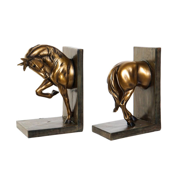 Bookend DKD Home Decor Horse Resin (2 pcs) (14 x 10 x 20 cm)