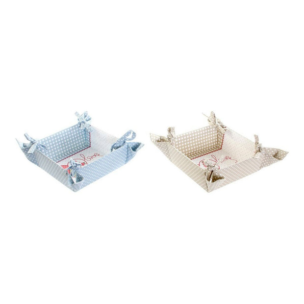 Korb DKD Home Decor Love Blau Beige Baumwolle (2 pcs)