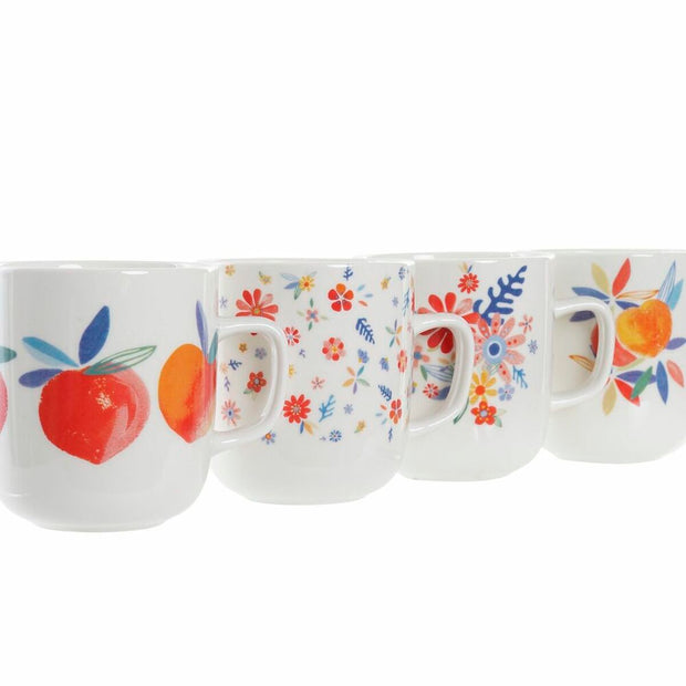 Henkelbecher DKD Home Decor Porzellan Bunt Pfirsich Shabby Chic (380 ml) (4 Stück)