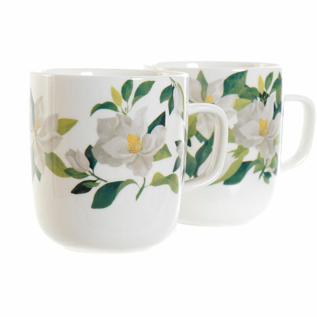 Henkelbecher DKD Home Decor Porzellan Weiß grün Shabby Chic (380 ml) (4 Stück)