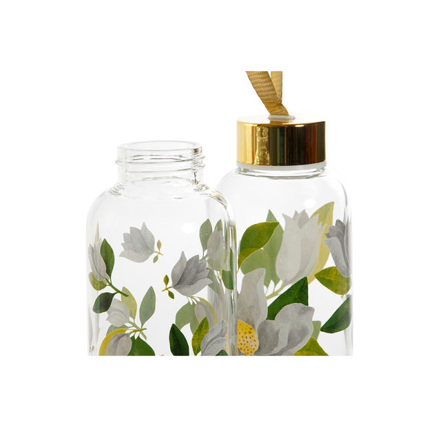 Wasserflasche DKD Home Decor Blomster Borosilikatglas (2 Stück) (6,5 x 6,5 x 23 cm)