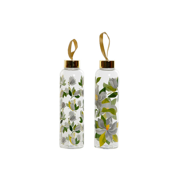 Wasserflasche DKD Home Decor Blomster Borosilikatglas (2 Stück) (6,5 x 6,5 x 23 cm)