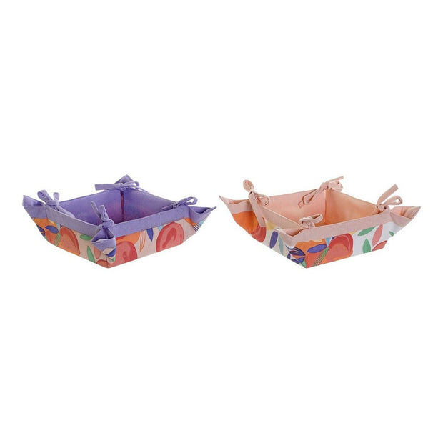 Korb DKD Home Decor Pfirsich Rosa Baumwolle Lila (2 pcs)