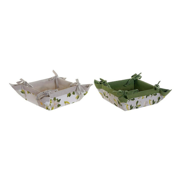 Korb DKD Home Decor Weiß grün Grau Baumwolle (2 pcs)