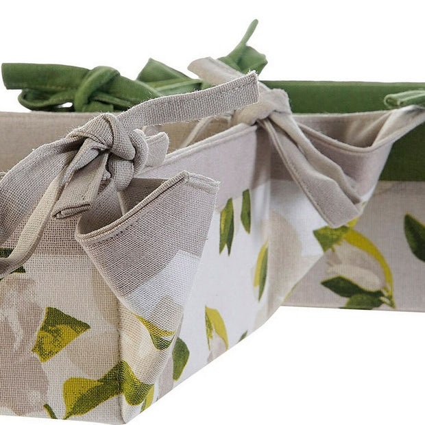 Korb DKD Home Decor Weiß grün Grau Baumwolle (2 pcs)
