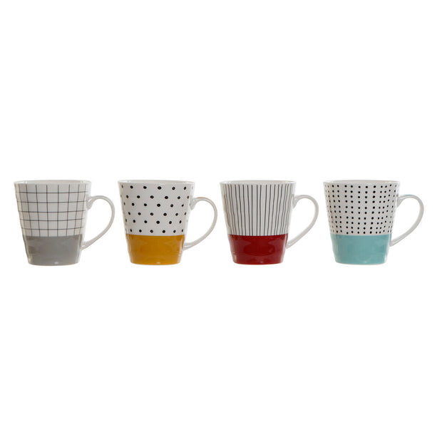 Henkelbecher DKD Home Decor Rot Grau Blau Moderne Senf (340 ml) (4 Stück)