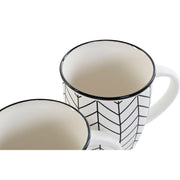 Henkelbecher DKD Home Decor Schwarz Weiß Moderne (370 ml) (4 Stück)