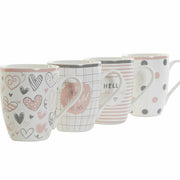 Henkelbecher DKD Home Decor Grau Rosa Weiß Shabby Chic (340 ml) (4 Stück)