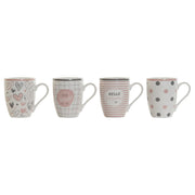 Henkelbecher DKD Home Decor Grau Rosa Weiß Shabby Chic (340 ml) (4 Stück)