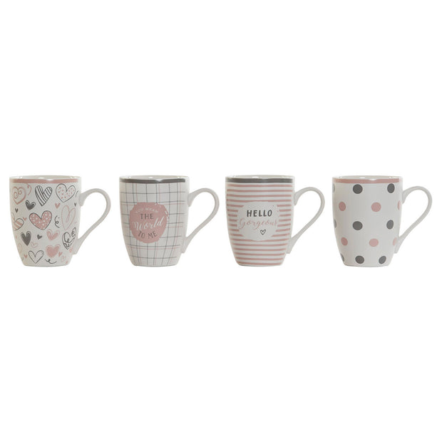 Henkelbecher DKD Home Decor Grau Rosa Weiß Shabby Chic (340 ml) (4 Stück)