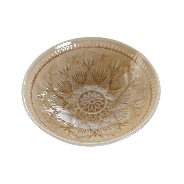 Flad plade DKD Home Decor Creme Mandala Steingut (18.5 x 18 x 5 cm)