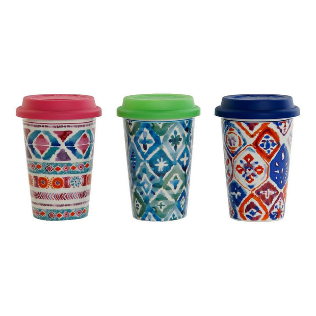 Henkelbecher DKD Home Decor Bunt Mosaik Silikon Porzellan (400 ml) (3 pcs)