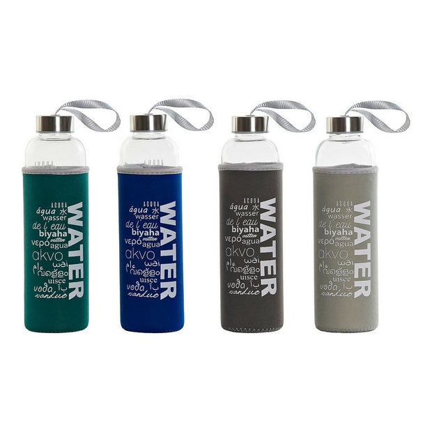 Kristallflasche mit Neoprenhülle DKD Home Decor Water Aluminium (600 ml) (4 pcs)