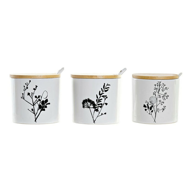 Zuckerdose DKD Home Decor Bambus Steingut Traditionell (3 pcs)