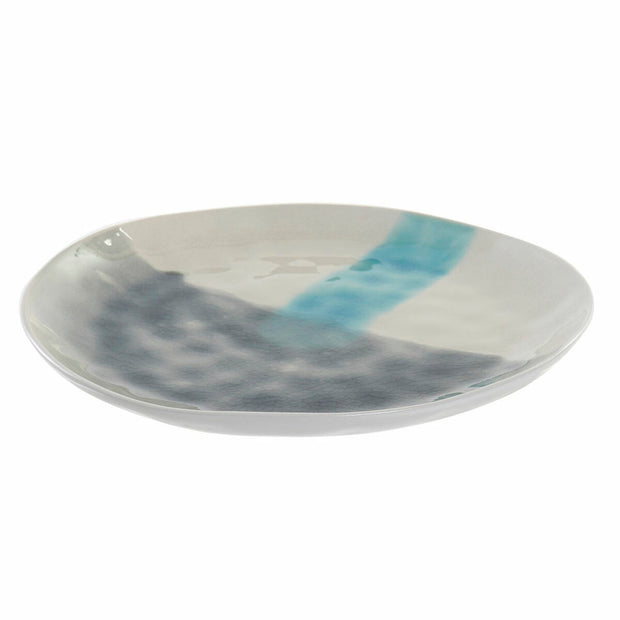 Flad plade DKD Home Decor Grau Blau Steingut Emaillierter Edelstahl (27.5 x 27.5 x 2.5 cm)