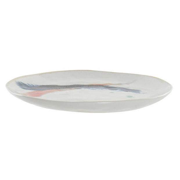 Flad plade DKD Home Decor Blau Orange Steingut Emaillierter Edelstahl (20.5 x 20.5 x 2 cm)