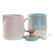 Milchkännchen und Zuckerdose DKD Home Decor Steingut (2 pcs)
