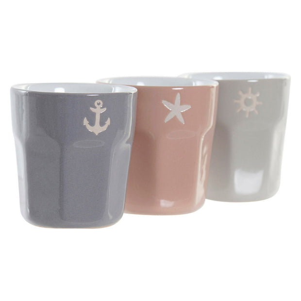 Satz mit Tassen- und Tellern DKD Home Decor Steingut (90 ml) (3 pcs)