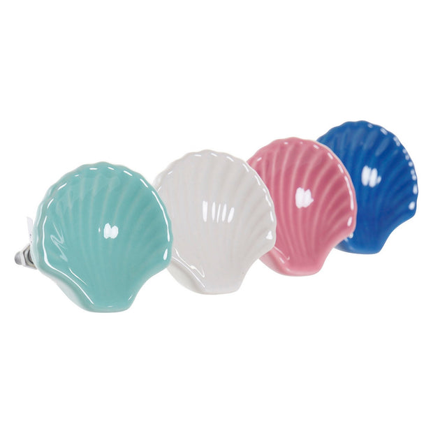 Doorknob DKD Home Decor Shell Metal Stoneware (4 pcs)