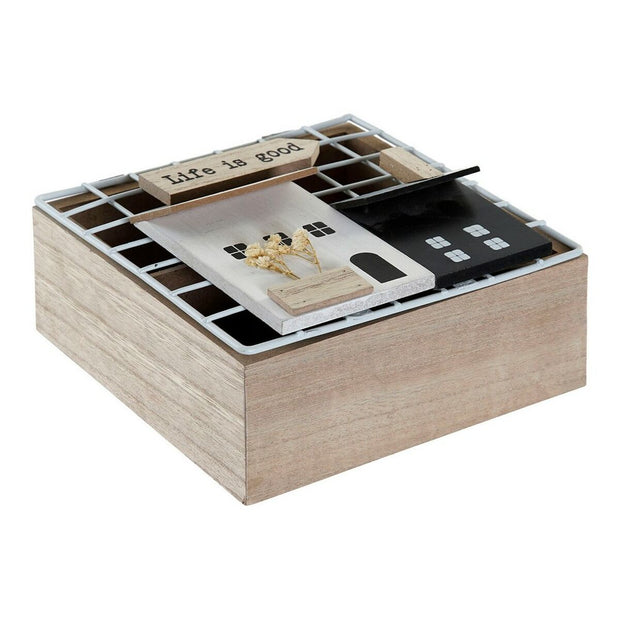 Teebox DKD Home Decor Life is Good Metall Holz MDF (16 x 16 x 9 cm)