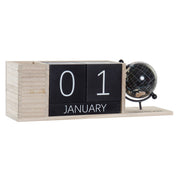 Desktop Calendar DKD Home Decor Black Paolownia wood (35 x 9 x 11,5 cm)