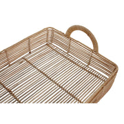 Tablettset DKD Home Decor 2 Stück Metall Hellbraun Rattan (47 x 35 x 16 cm)