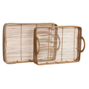 Tablettset DKD Home Decor 2 Stück Metall Hellbraun Rattan (47 x 35 x 16 cm)
