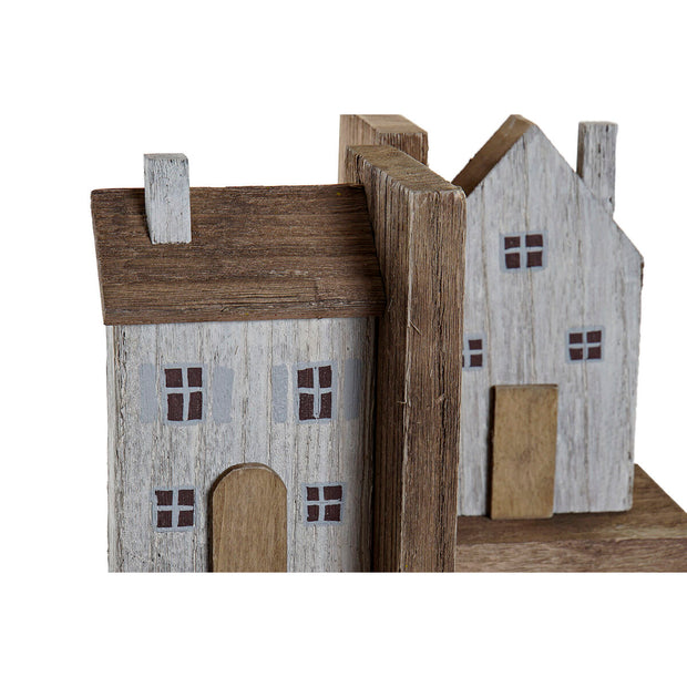 Bookend DKD Home Decor Natural MDF Houses (12 x 9 x 16 cm)