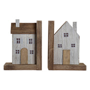 Bookend DKD Home Decor Natural MDF Houses (12 x 9 x 16 cm)