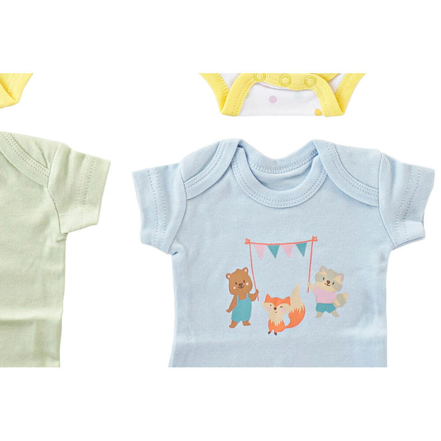 Leotard DKD Home Decor Blue Pink Cotton Green Yellow 0-6 Months (2 Units) (3 Pieces)